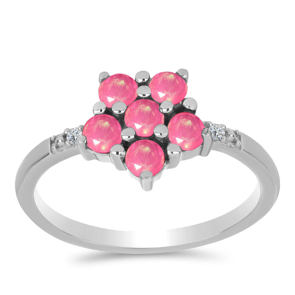 Anillo de Plata con Ópalo Rosa de Lega Dembi y Topacio Blanco