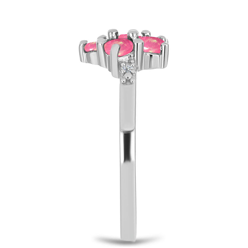 Anillo de Plata con Ópalo Rosa de Lega Dembi y Topacio Blanco 4 