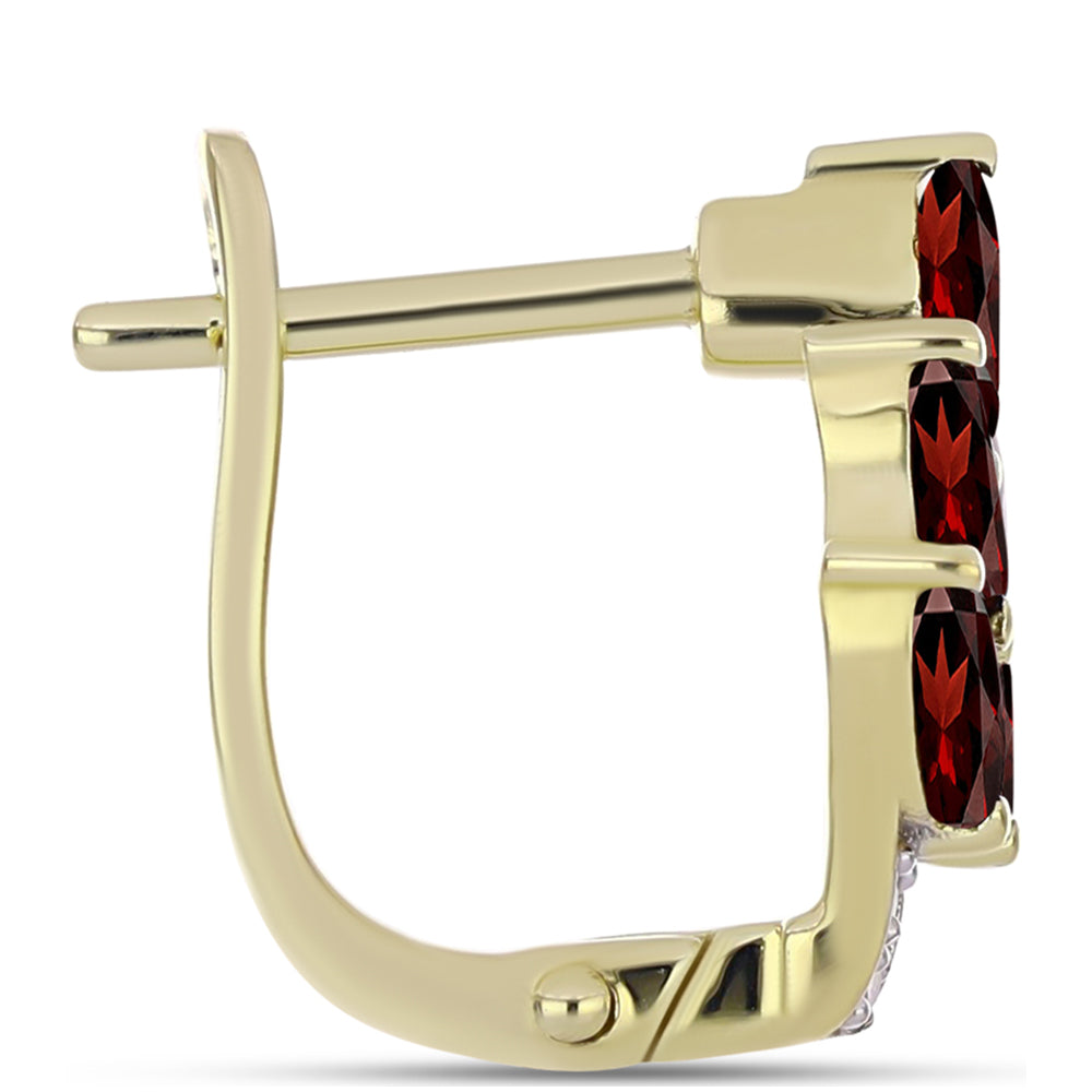 Pendientes de Plata Bañada en Oro con Granate Barton y Topacio Blanco 2 