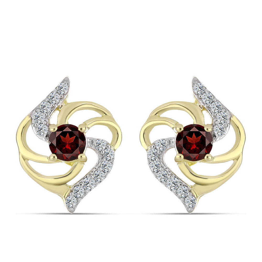 Pendientes de Plata Bañada en Oro con Granate Barton y Topacio Blanco