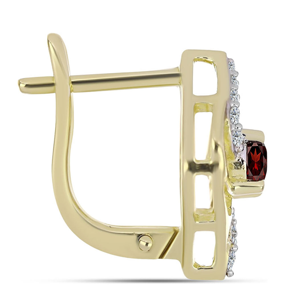 Pendientes de Plata Bañada en Oro con Granate Barton y Topacio Blanco 2 