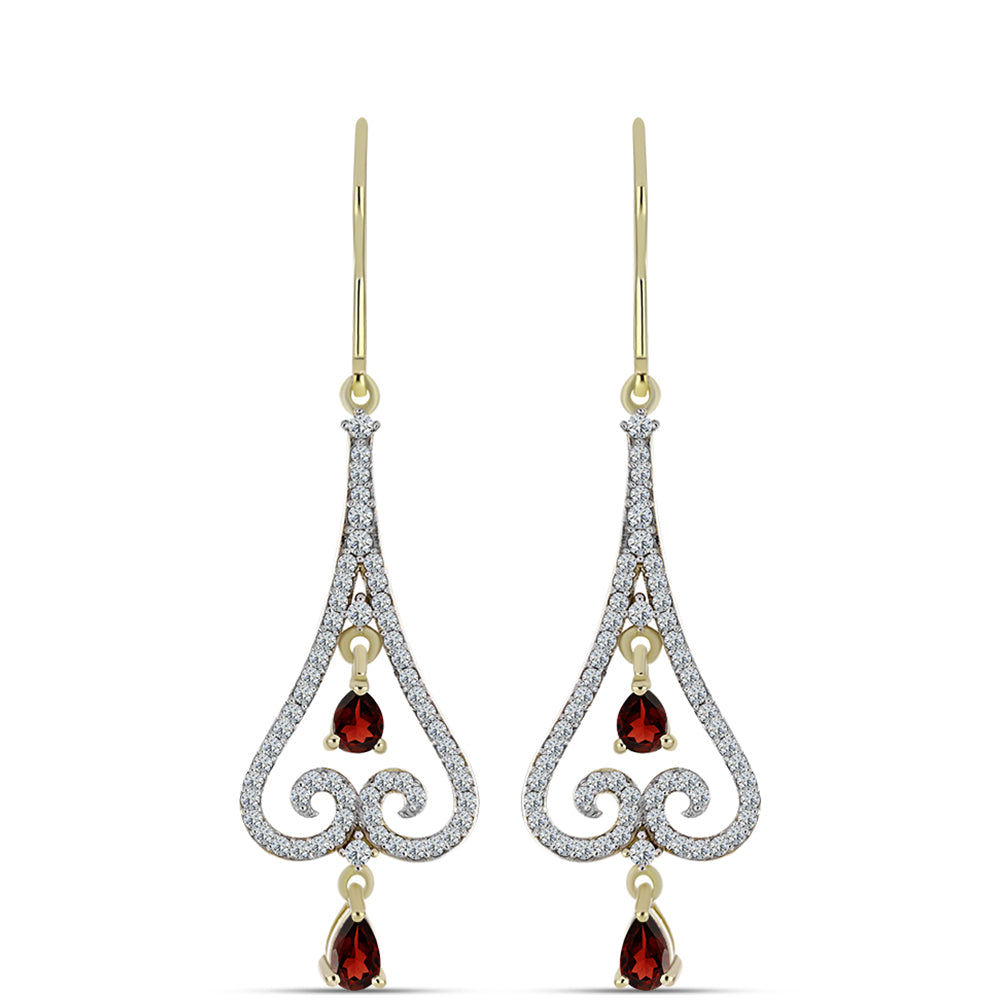 Pendientes de Plata Bañada en Oro con Granate Barton y Topacio Blanco 1 