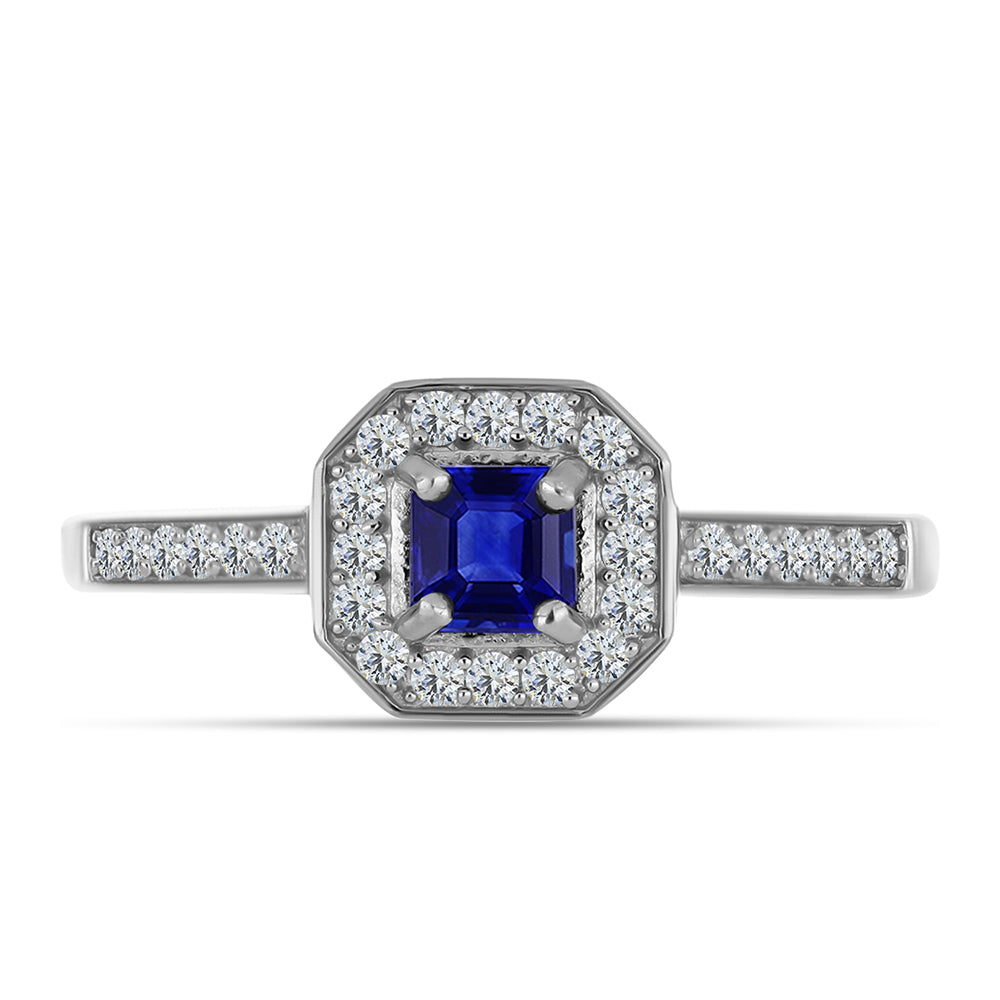 Anillo de Plata con Zafiro Azul Australiano y Topacio Blanco