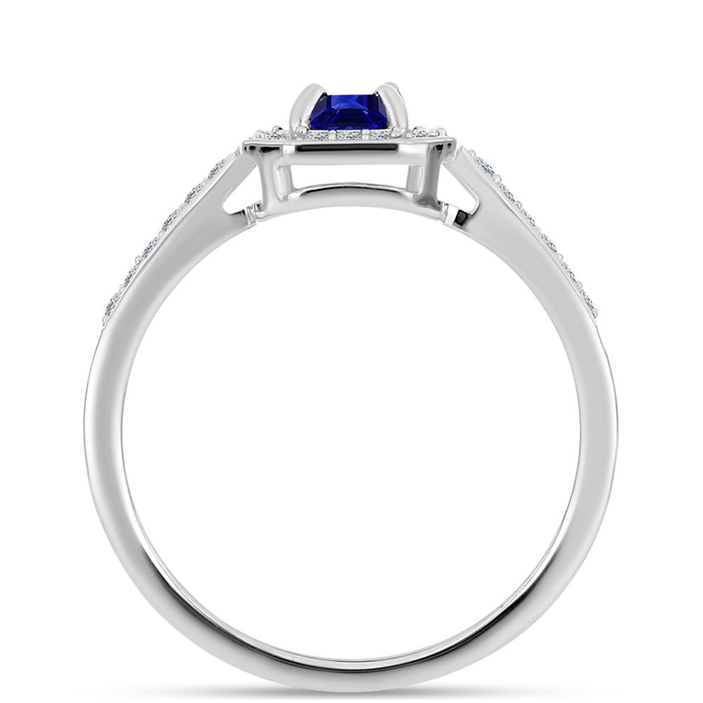 Anillo de Plata con Zafiro Azul Australiano y Topacio Blanco 2 