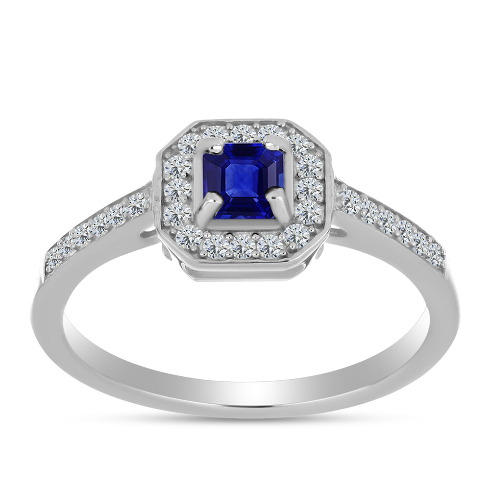 Anillo de Plata con Zafiro Azul Australiano y Topacio Blanco