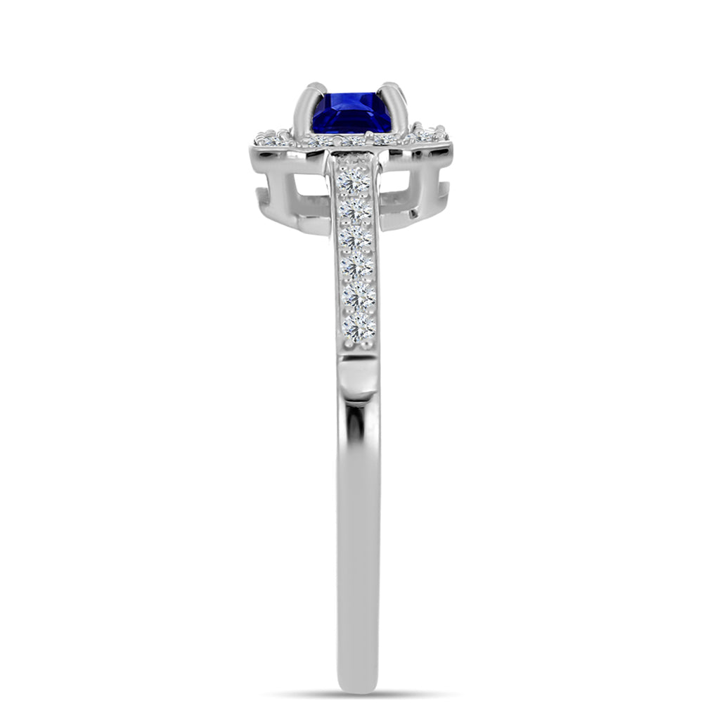 Anillo de Plata con Zafiro Azul Australiano y Topacio Blanco