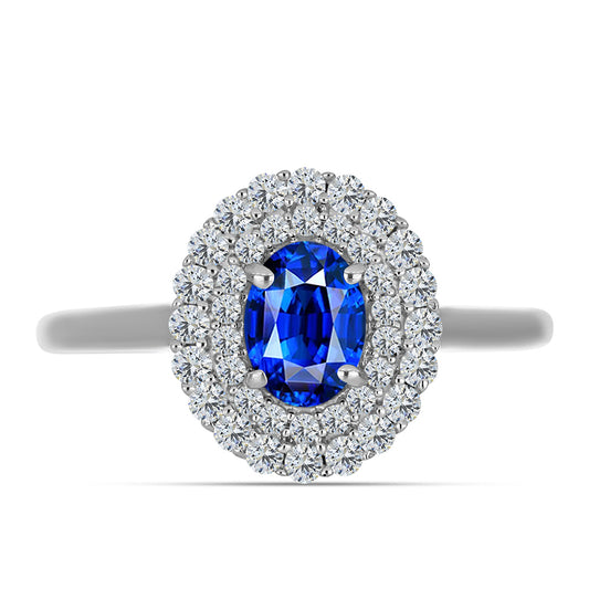 Anillo de Plata con Zafiro Azul Australiano y Topacio Blanco