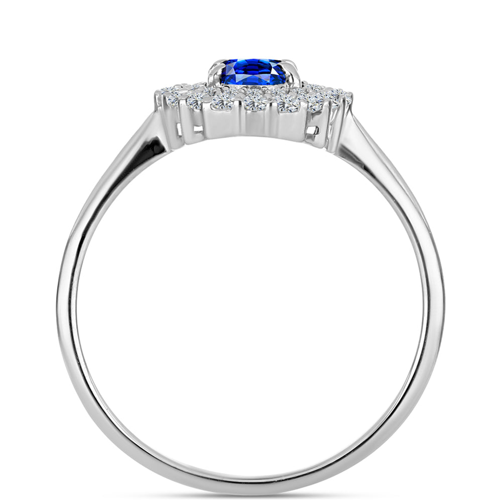 Anillo de Plata con Zafiro Azul Australiano y Topacio Blanco 2 