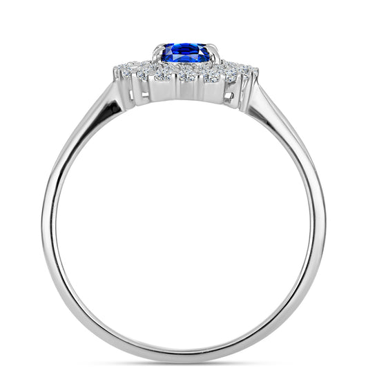 Anillo de Plata con Zafiro Azul Australiano y Topacio Blanco