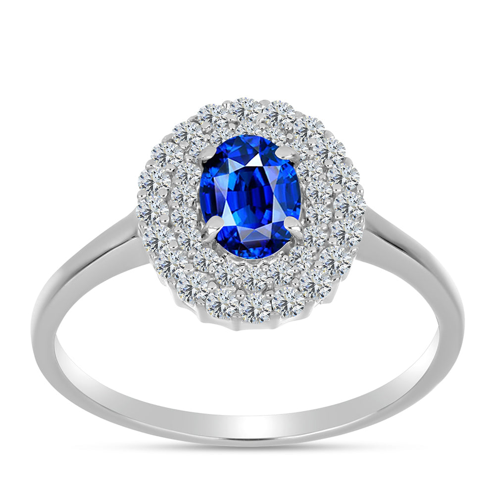 Anillo de Plata con Zafiro Azul Australiano y Topacio Blanco