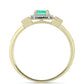 Anillo de Plata Bañada en Oro con Esmeralda de Colombia y Diamante blanco