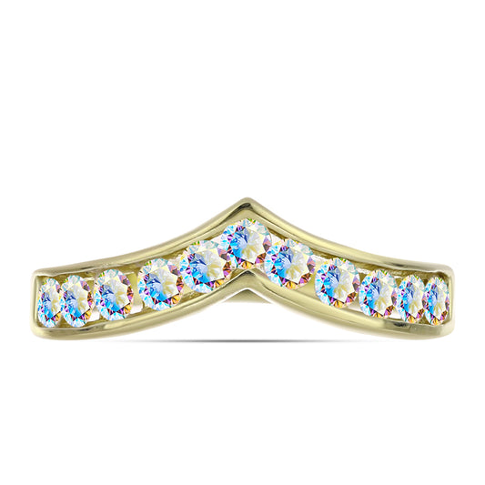 Anillo de Plata Bañada en Oro con Moisanita hielo