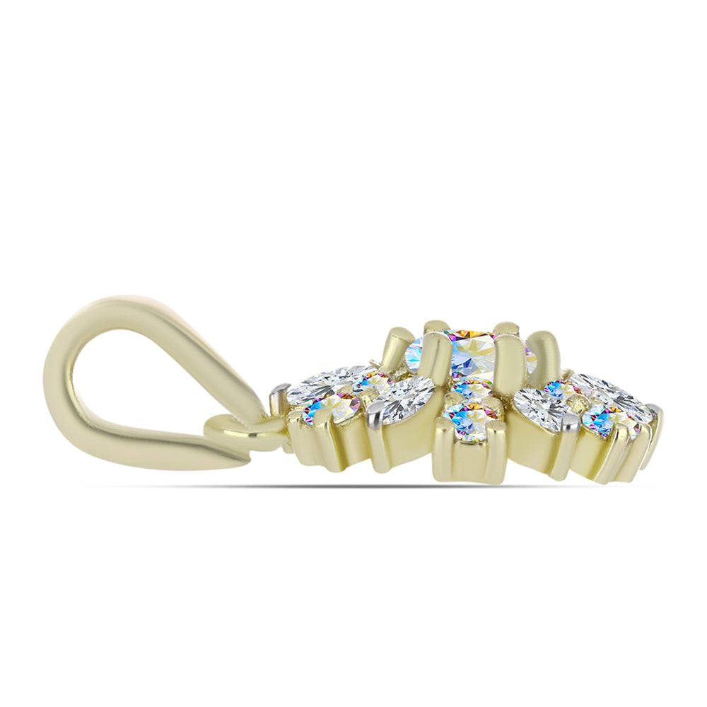 Colgante de Plata Bañada en Oro con Moisanita hielo y Zircón Blanco