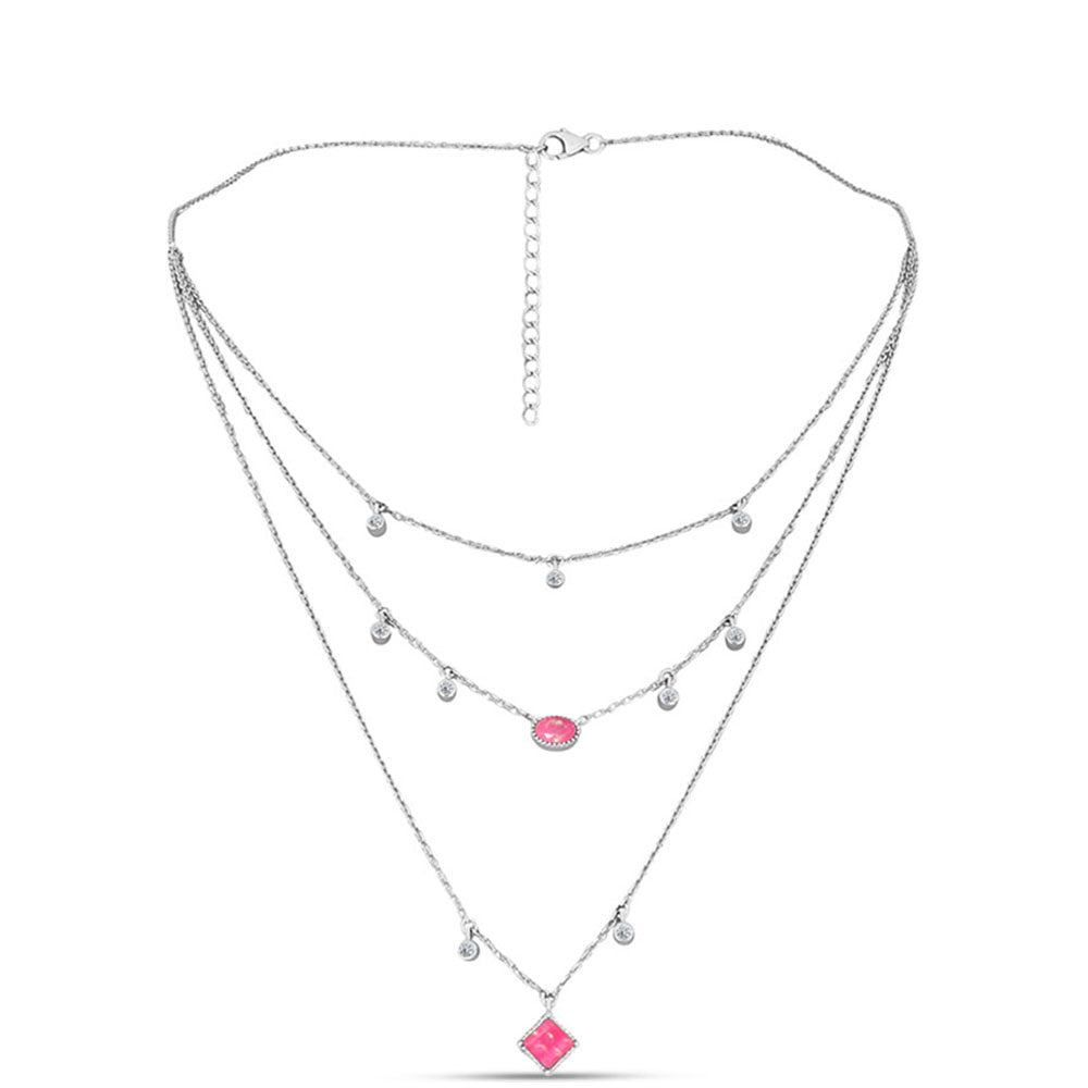 Collar de Plata con Ópalo Rosa de Lega Dembi y Topacio Blanco 1 
