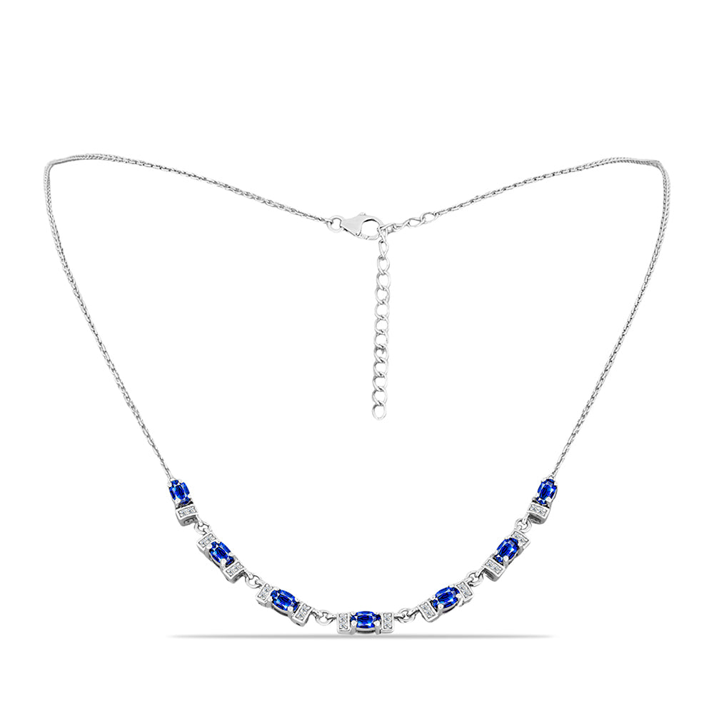 Collar de Plata con Zafiro Azul Australiano y Topacio Blanco