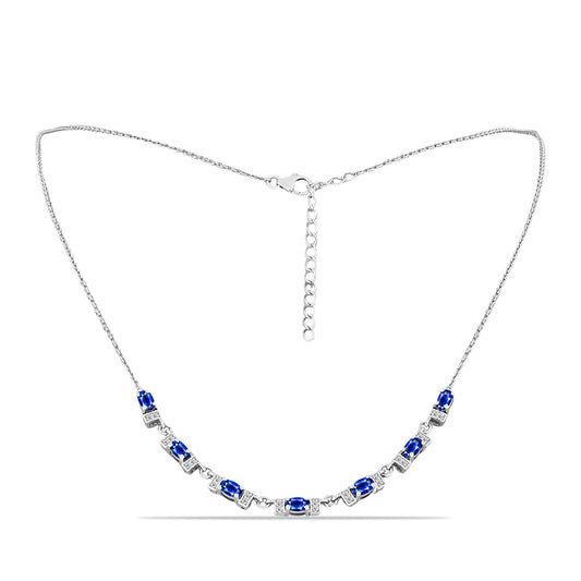 Collar de Plata con Zafiro Azul Australiano y Topacio Blanco