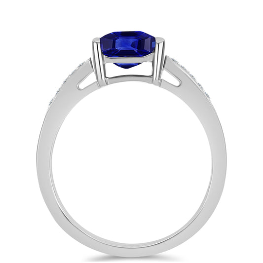 Anillo de Plata con Zafiro Azul Australiano y Topacio Blanco