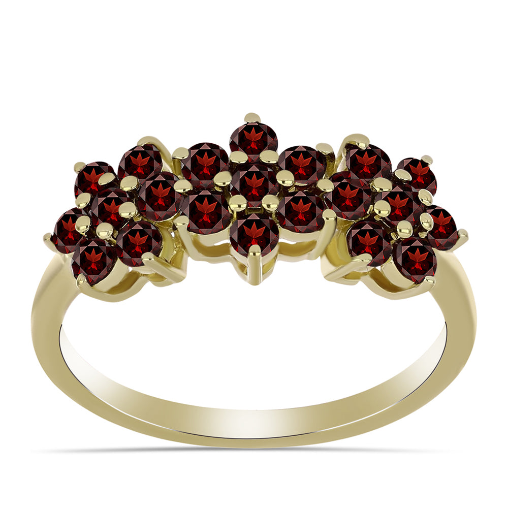 Anillo de Plata Bañada en Oro con Granate Barton