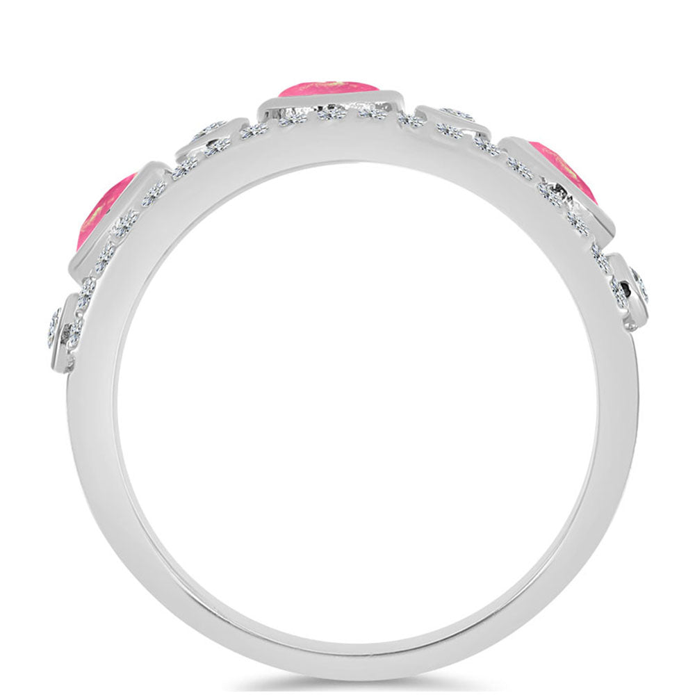 Anillo de Plata con Ópalo Rosa de Lega Dembi y Topacio Blanco 2 