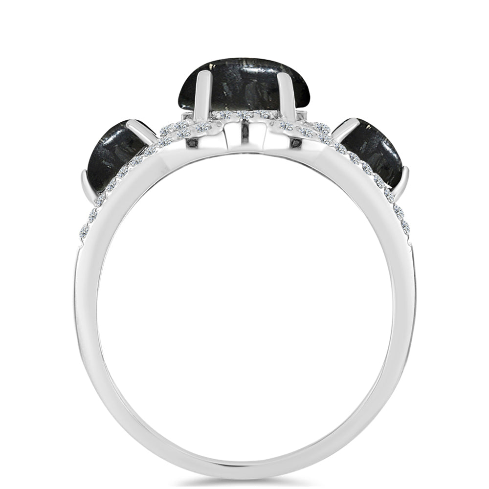 Anillo de Plata con Jaspe Picasso y Topacio Blanco 2 