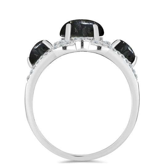 Anillo de Plata con Jaspe Picasso y Topacio Blanco