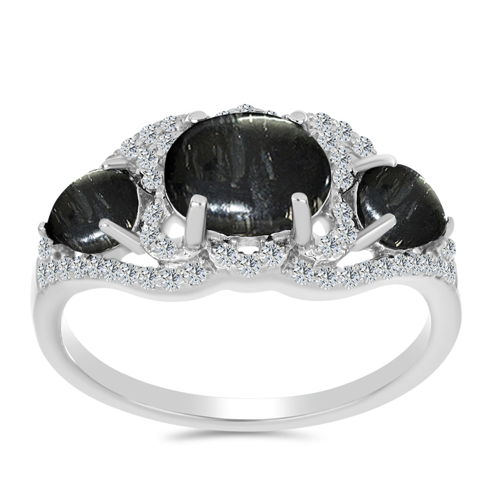 Anillo de Plata con Jaspe Picasso y Topacio Blanco