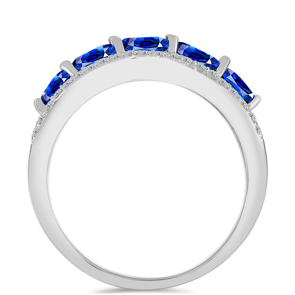 Anillo de Plata con Zafiro Azul Australiano y Topacio Blanco 2 