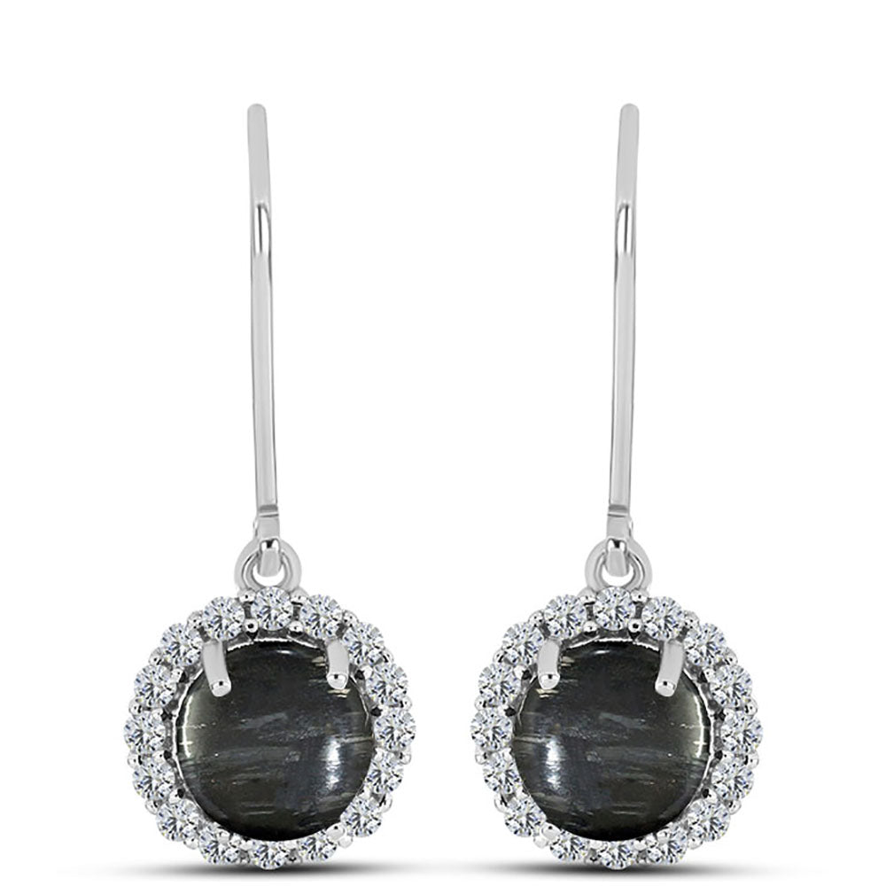 Pendientes de Plata con Jaspe Picasso y Topacio Blanco