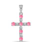 Cruz Colgante de Plata con Ópalo Rosa de Lega Dembi y Topacio Blanco