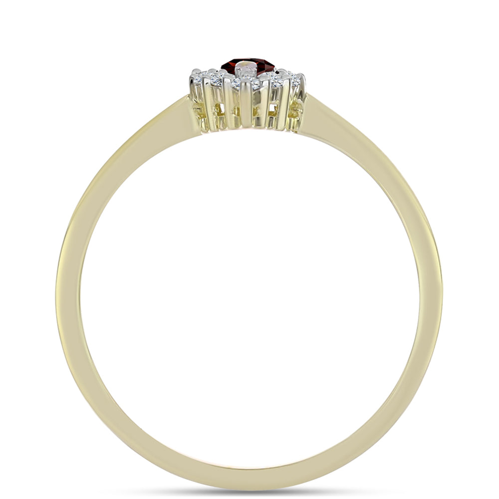 Anillo de Plata Bañada en Oro con Granate Barton y Topacio Blanco 2 