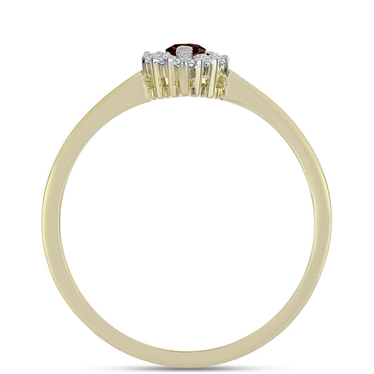 Anillo de Plata Bañada en Oro con Granate Barton y Topacio Blanco