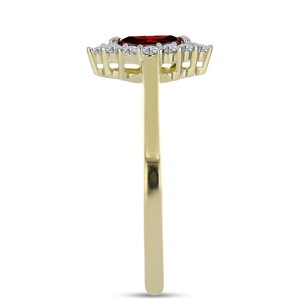 Anillo de Plata Bañada en Oro con Granate Barton y Topacio Blanco 4 