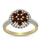Anillo de Plata Bañada en Oro con Granate Barton y Topacio Blanco