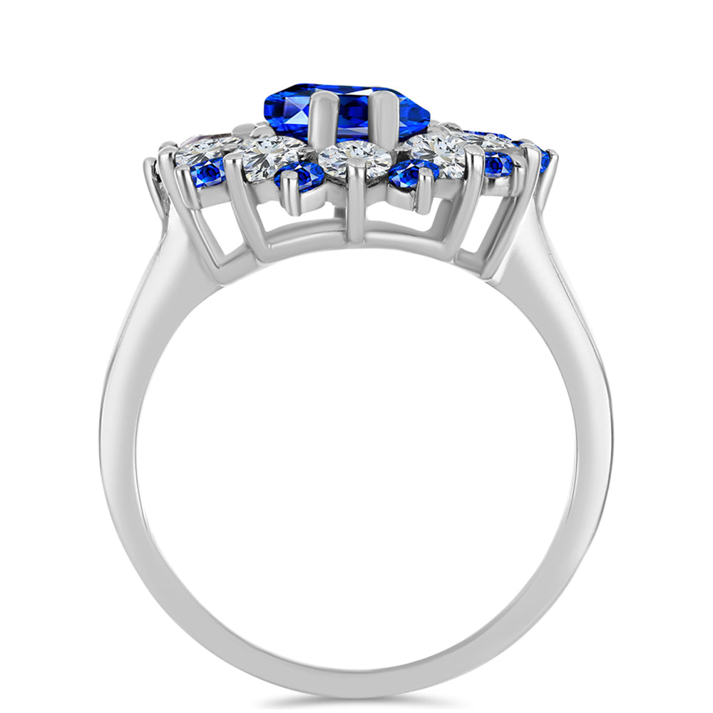 Anillo de Plata con Zafiro Azul Australiano y Topacio Blanco 2 