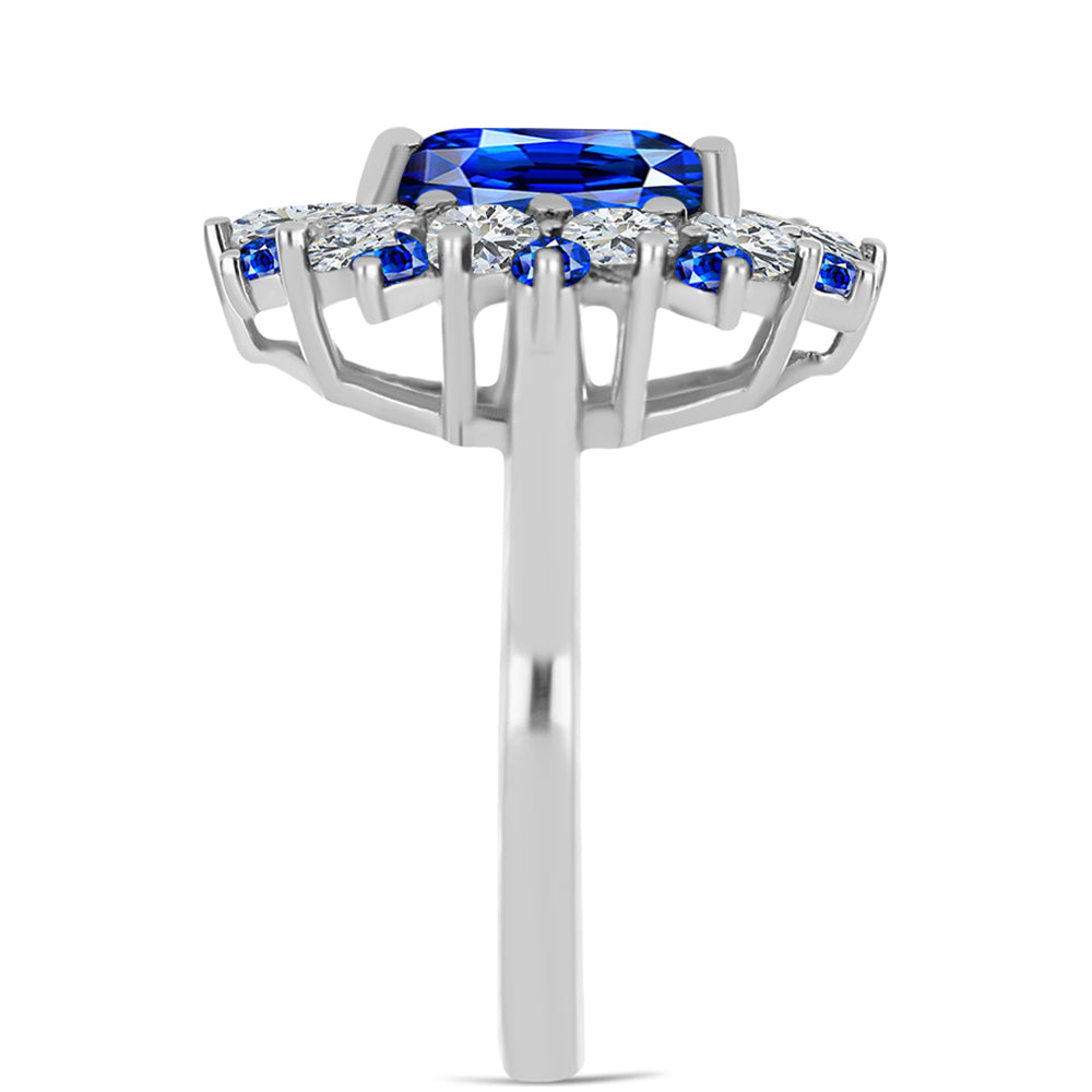 Anillo de Plata con Zafiro Azul Australiano y Topacio Blanco 4 
