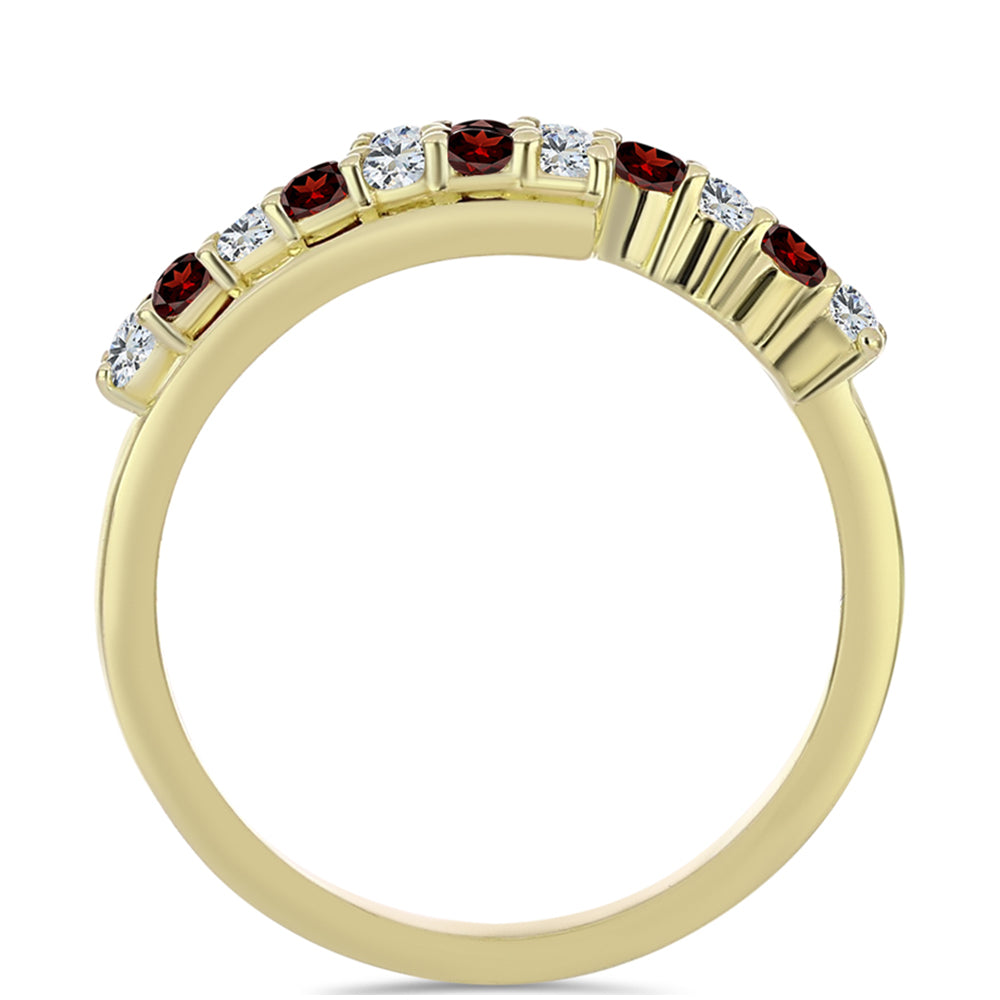 Anillo de Plata Bañada en Oro con Granate Barton y Topacio Blanco 3 