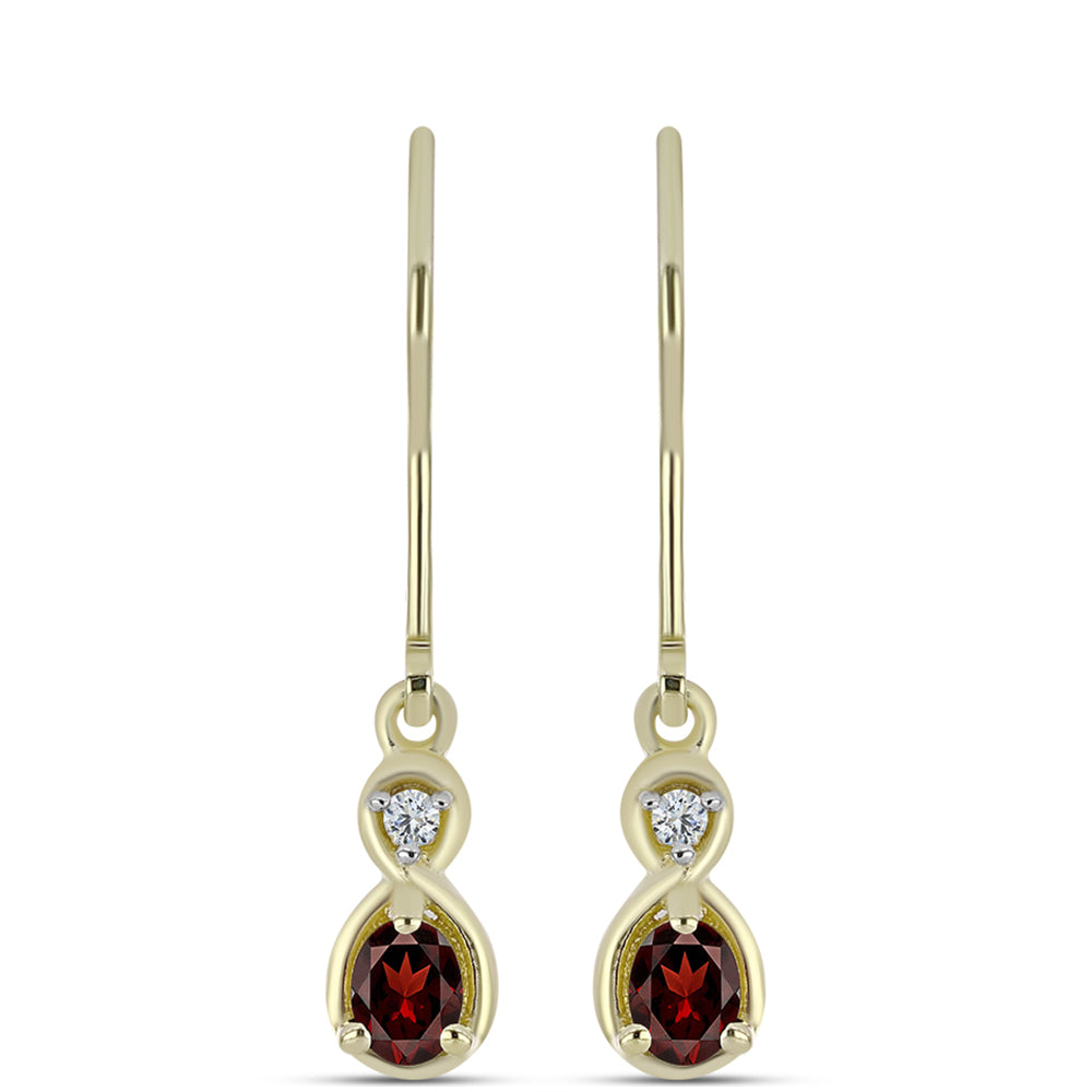 Pendientes de Plata Bañada en Oro con Granate Barton y Topacio Blanco