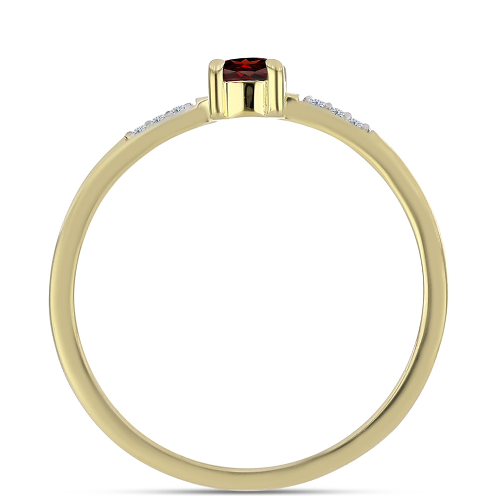 Anillo de Plata Bañada en Oro con Granate Barton y Topacio Blanco 2 