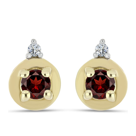 Pendientes de Plata Bañada en Oro con Granate Barton y Topacio Blanco