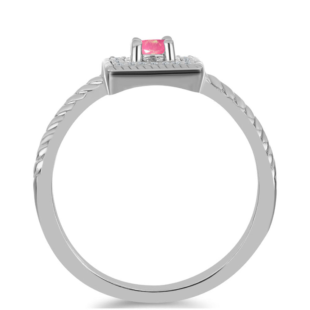 Anillo de Plata con Ópalo Rosa de Lega Dembi y Topacio Blanco 2 