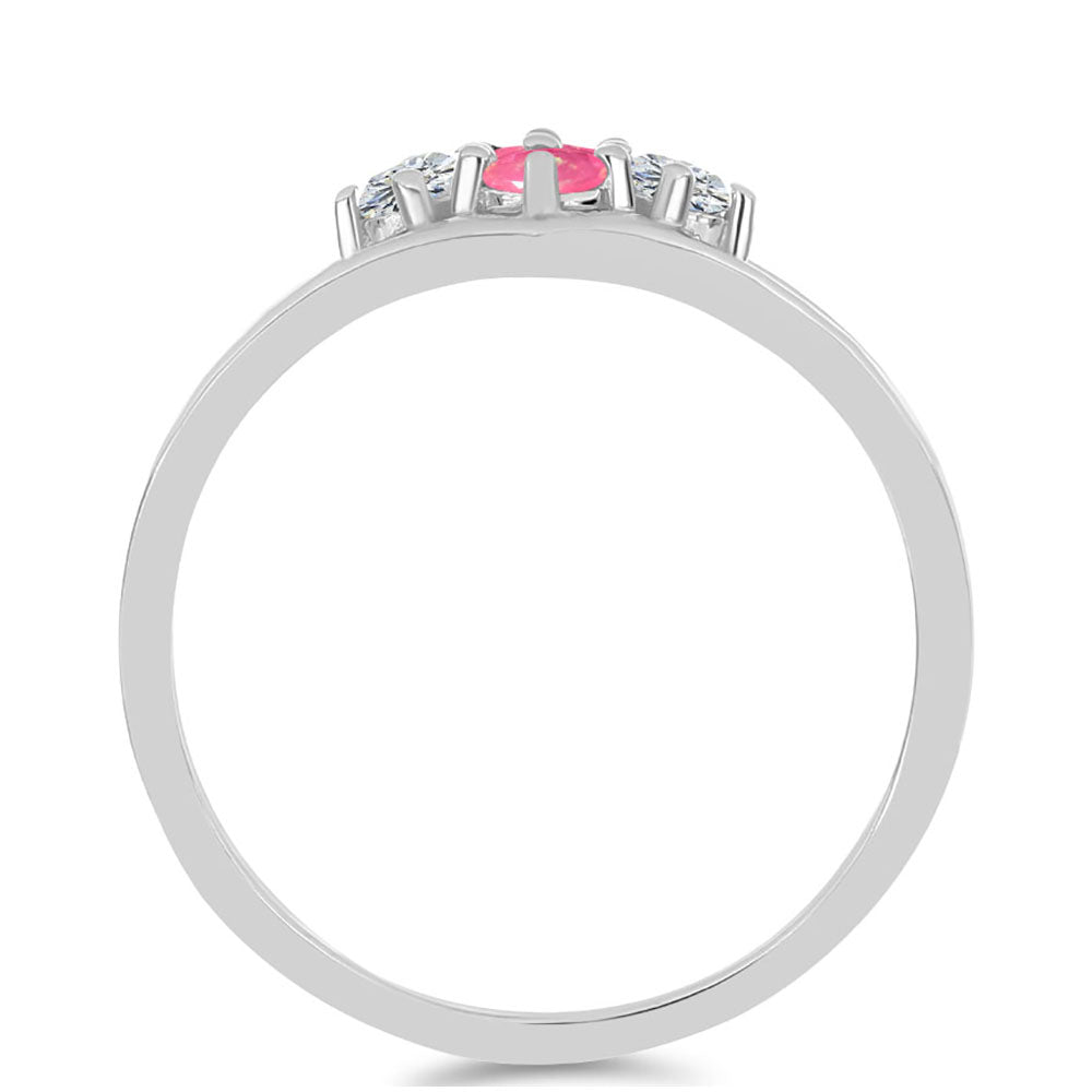 Anillo de Plata con Ópalo Rosa de Lega Dembi y Topacio Blanco 2 