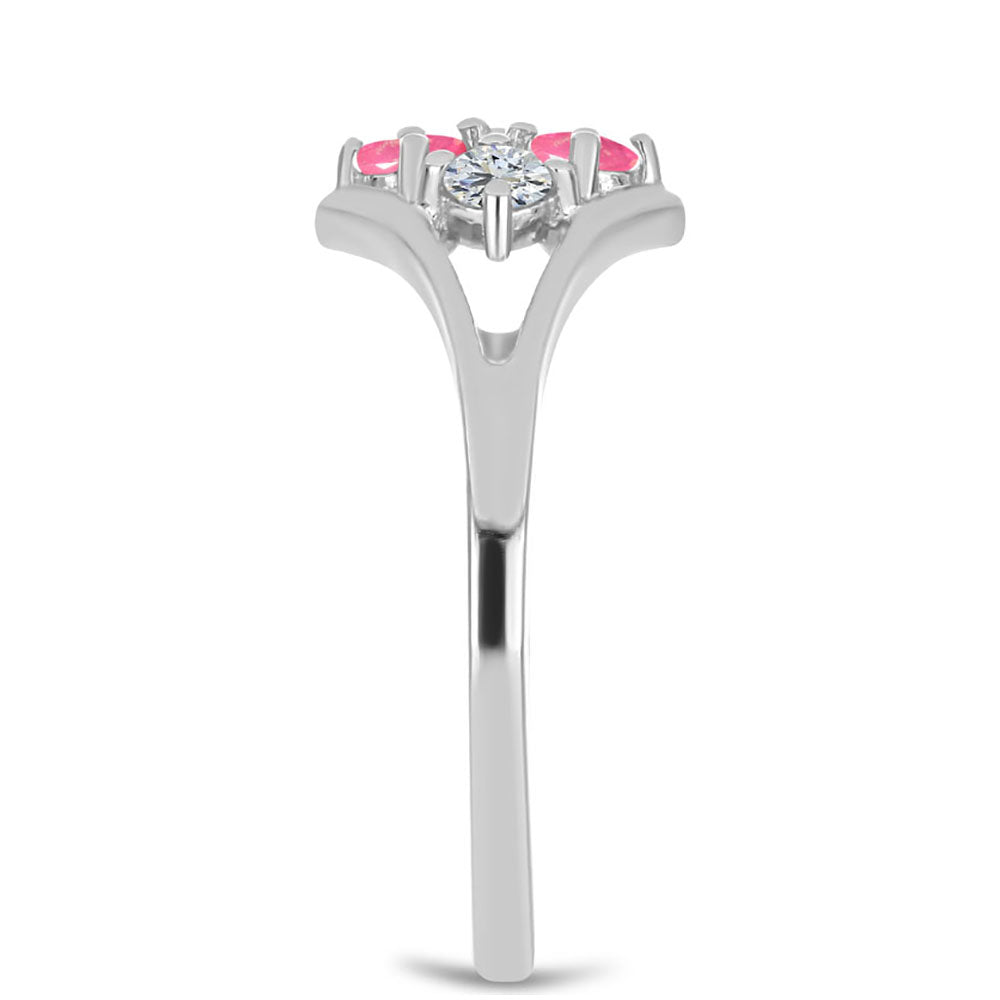 Anillo de Plata con Ópalo Rosa de Lega Dembi y Topacio Blanco 4 