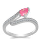 Anillo de Plata con Ópalo Rosa de Lega Dembi y Topacio Blanco