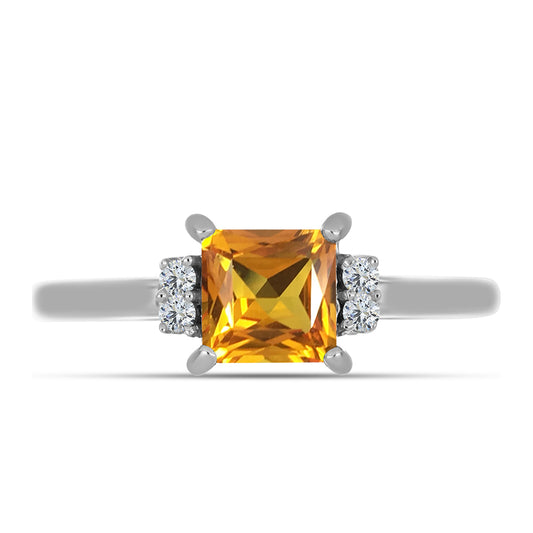 Anillo de Plata con Topacio amarillo imperial y Topacio Blanco