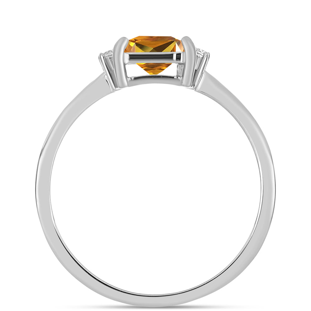 Anillo de Plata con Topacio amarillo imperial y Topacio Blanco