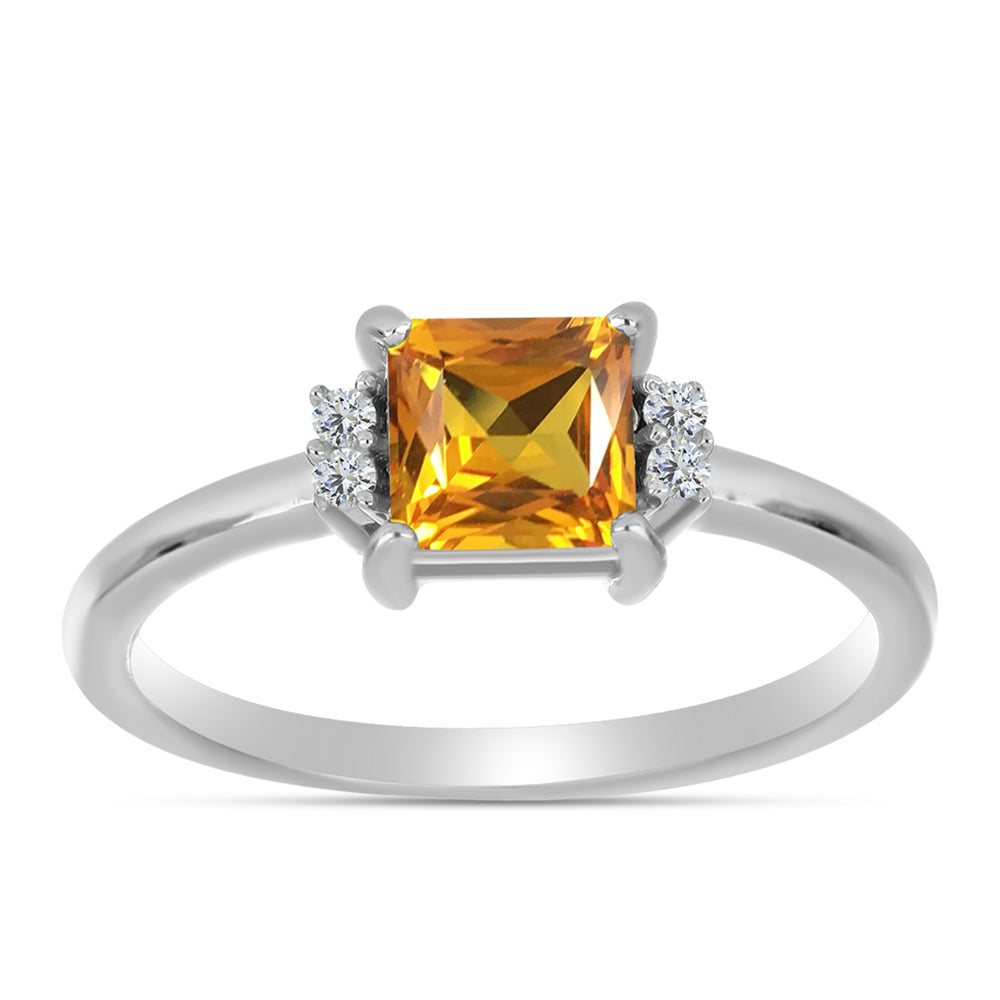 Anillo de Plata con Topacio amarillo imperial y Topacio Blanco 3 