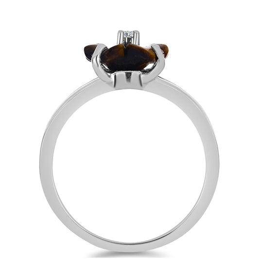 Anillo de Plata con Jaspe Picasso y Topacio Blanco