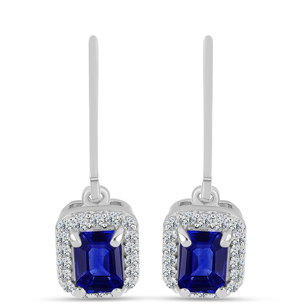 Pendientes de Plata con Zafiro Azul Australiano y Topacio Blanco