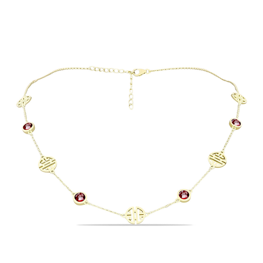 Collar de Plata Bañada en Oro con Granate Barton