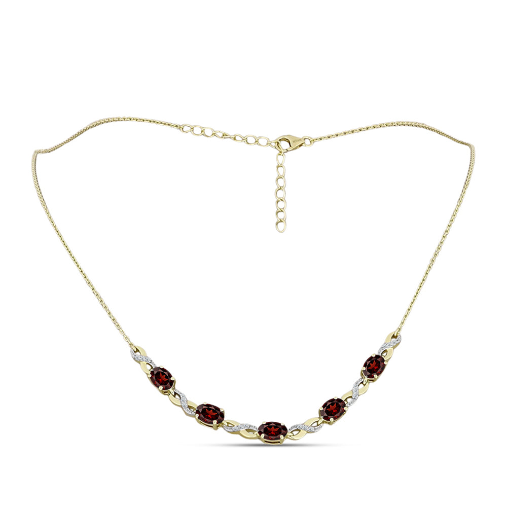 Collar de Plata Bañada en Oro con Granate Barton y Topacio Blanco 1 